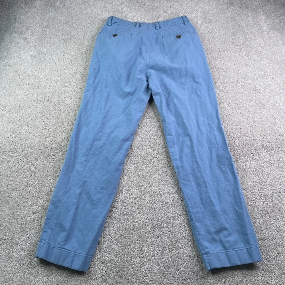 Brooks Brothers Pants Mens 30x30 Blue Clark Fit Cotton Linen Blend Chinos Casual